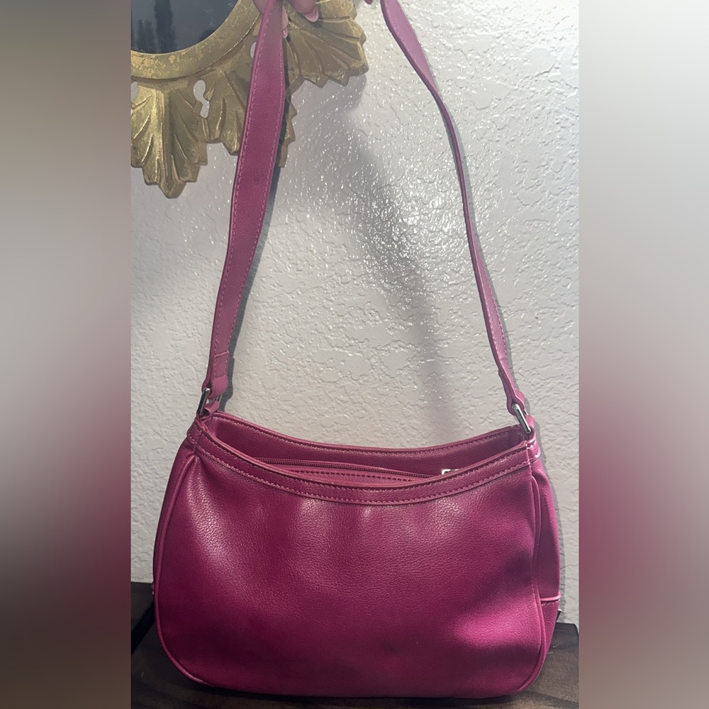 Liz Claiborne Pink Tattersall Leather Shoulder Bag - Picture 2 of 6